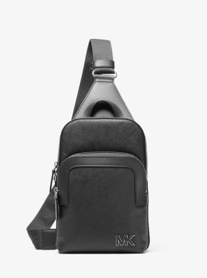 MK Sling-Tasche Edison Aus Kratzfestem, Quer Genarbtem Leder - Schwarz