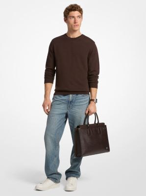 Edison Medium Scratch-Resistant Leather Briefcase in CHOCOLATE | Michael Kors