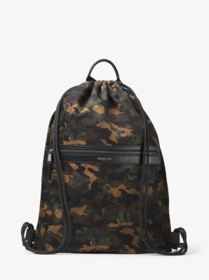 Michael Kors Black Camouflage Nylon and Leather Kent Backpack