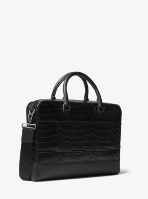 Harrison Crocodile Embossed Leather Briefcase Michael Kors Canada