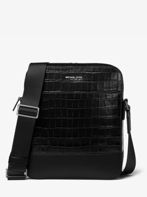 Harrison Crocodile Embossed Leather Flight Bag Michael Kors Canada