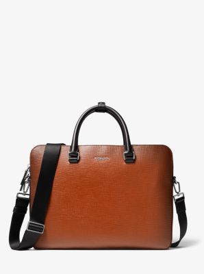 Henry Textured Leather Briefcase - Black