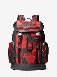 Brooklyn Logo Tape Camouflage Printed Woven Backpack - RED MULTI - 33H1LBNB6V