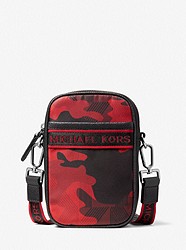 Brooklyn Logo Tape Camouflage Printed Woven Smartphone Crossbody Bag - RED MULTI - 33H1LBNC1V