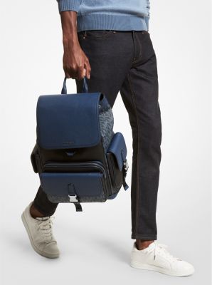 Michael Kors Mens Cooper Pocket Rucksack Backpack in Admiral Denim Multi Sig - Michael Kors Backpack