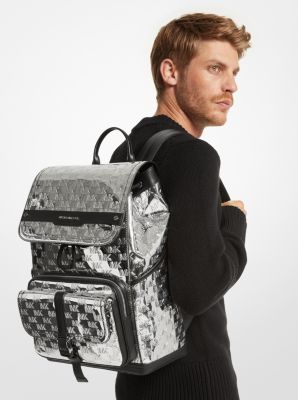 Hudson Logo Embossed Metallic Backpack Michael Kors