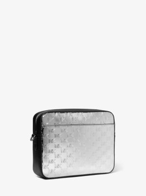 Michael Kors Hudson Logo Embossed Metallic Camera Bag in Silver - One Size by Michael Kors Mens