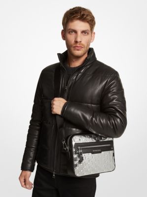 Michael Kors Hudson Logo Embossed Metallic Camera Bag in Silver - One Size by Michael Kors Mens