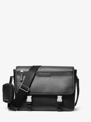 Hudson Pebbled Leather Messenger Bag with Pouch image number 0