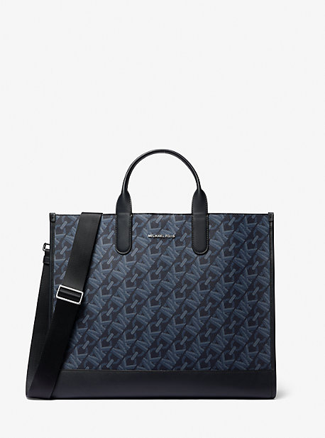 Michael Kors Hudson Empire Signature Logo Tote Bag In Blue