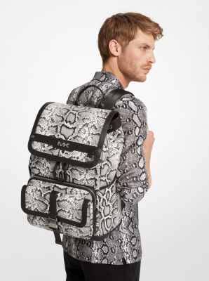 Varick Snake Embossed Leather Utility Backpack