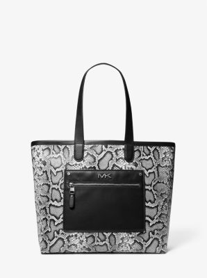 Cooper Logo Embossed Faux Pebbled Leather Tote Bag