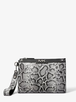 Michael Kors Varick Snake Embossed Leather Utility Backpack in Black - One Size by Michael Kors Mens