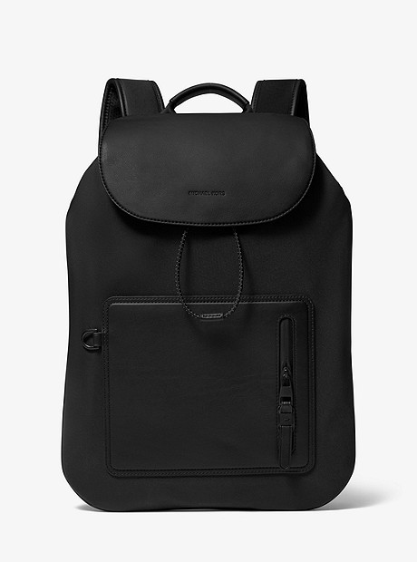 Nylon and Leather Backpack - BLACK - 33H9TKKB8O