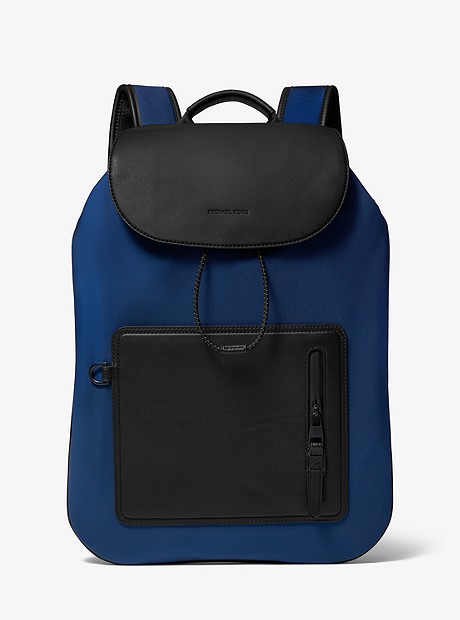 Nylon and Leather Backpack - BLUE - 33H9TKKB8O