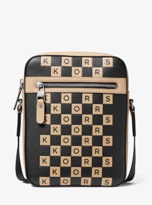 Hudson Checkerboard Logo Pebbled Leather Flight Bag | Michael Kors