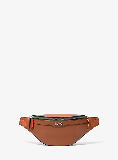 Shop Michael Kors Varick Small Leather Belt Bag In Brown