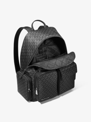 Brooklyn Medium Printed Signature Logo Cargo Backpack in BLACK | Michael Kors
