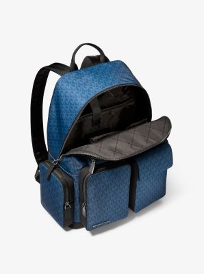 Brooklyn Medium Printed Signature Logo Cargo Backpack in RIVER BLUE | Michael Kors
