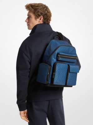 Brooklyn Medium Printed Signature Logo Cargo Backpack in RIVER BLUE | Michael Kors
