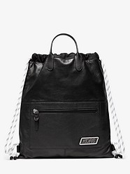 Greyson Leather Drawstring Backpack - BLACK - 33S0LGYB7T