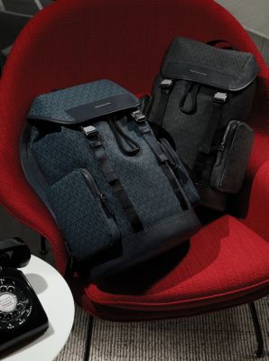 Michael Kors Hudson Graphic Logo Men Backpack Blue or Black $548 NWT Packed