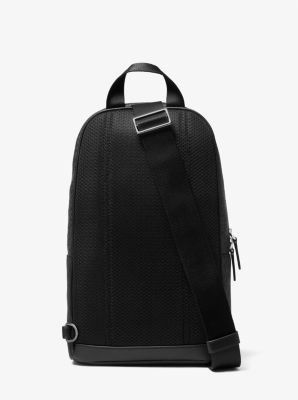 Hudson Color-Block Logo and Leather Commuter Sling Pack