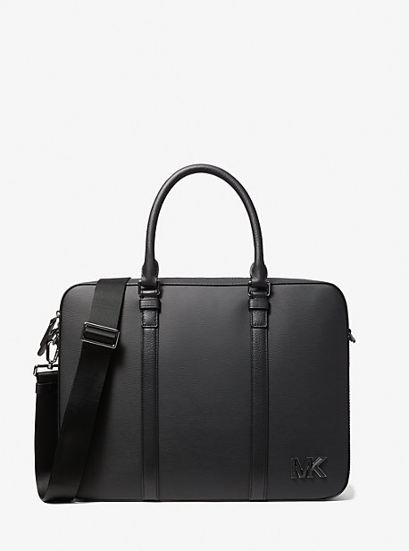 마이클 코어스 Michael Kors Mens Hudson Textured Leather Briefcase,BLACK