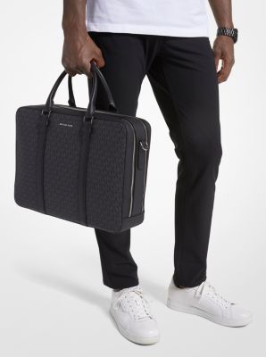 Hudson Logo and Leather Briefcase Michael Kors