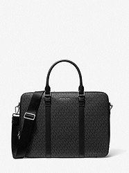 Hudson Logo and Leather Briefcase - BLACK - 33S3LHDA8B