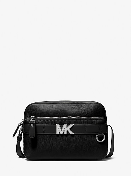 MK Hudson Pebbled Leather Utility Crossbody Bag - Black - Michael Kors