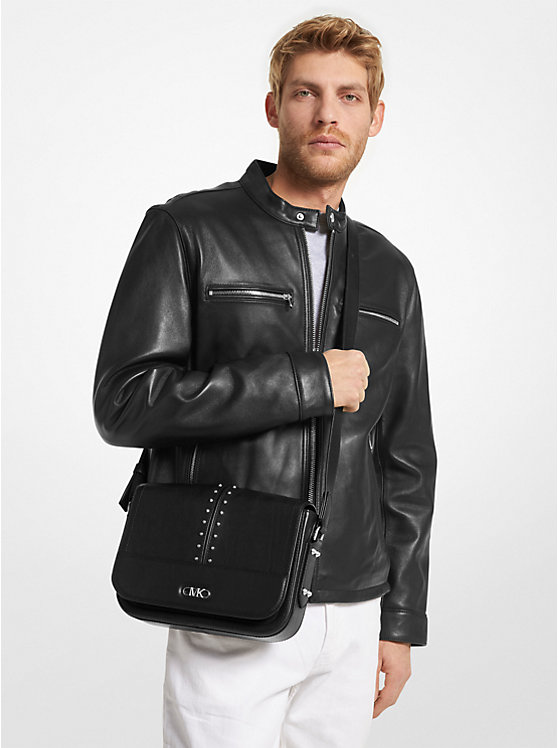 Astor Medium Studded Leather Messenger Bag image number 3