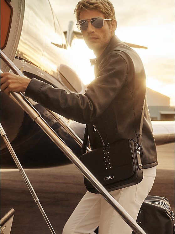 Astor Medium Studded Leather Messenger Bag