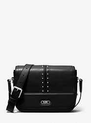 Astor Medium Studded Leather Messenger Bag - BLACK - 33S3SASM2X