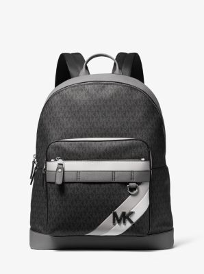 Hudson Pebbled Leather and Logo Stripe Backpack