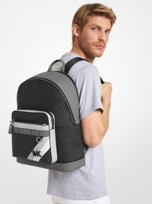 Hudson Slim Graphic Logo Embossed Leather Backpack