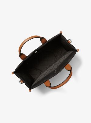 Brooklyn Slim Cotton Canvas Tote Bag in BLACK | Michael Kors