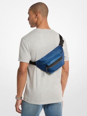 Signature Logo Print Woven Belt Bag