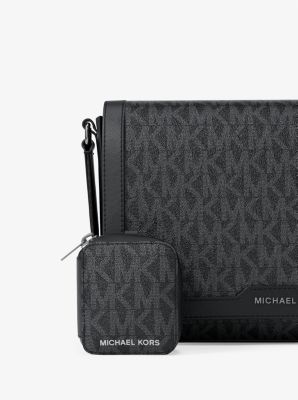 Hudson Mini Signature Logo Crossbody Bag With Airpod Case for Apple Airpods Pro&reg; in BLACK | Michael Kors