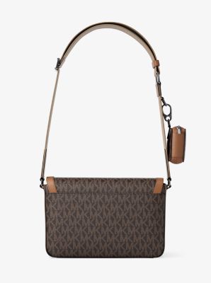 Hudson Mini Signature Logo Crossbody Bag With Airpod Case for Apple Airpods Pro&reg; in BROWN/LUGGAGE | Michael Kors