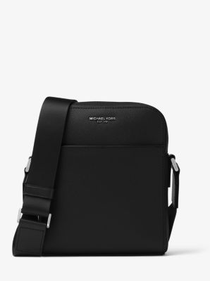 black leather flight bag