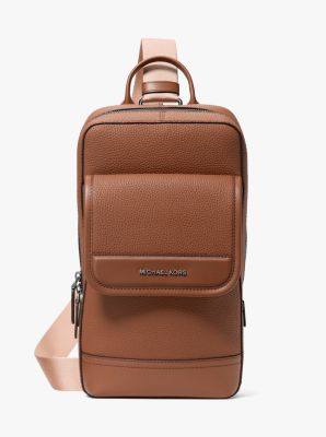 Jet Set Pebbled Leather Sling Pack in LUGGAGE | Michael Kors