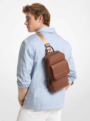 Jet Set Pebbled Leather Sling Pack in LUGGAGE | Michael Kors