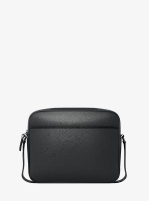 Jet Set Logo Embossed Leather Crossbody Bag in BLACK | Michael Kors