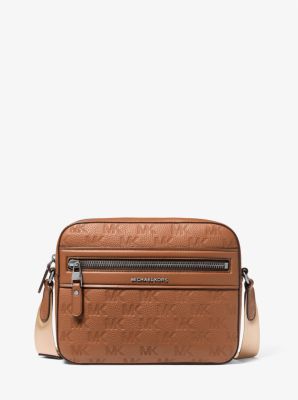 Jet Set Logo Embossed Leather Crossbody Bag