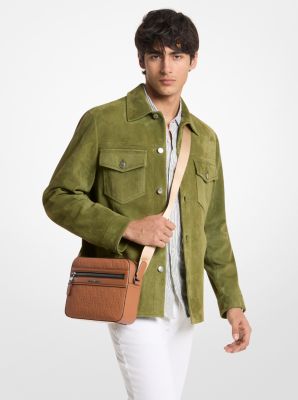 Jet Set Logo Embossed Leather Crossbody Bag