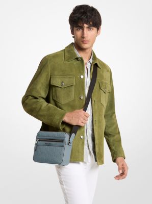Jet Set Logo Embossed Leather Crossbody Bag in CHAMBRAY | Michael Kors