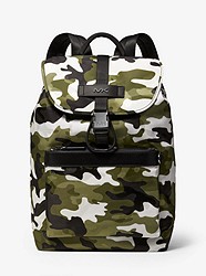 Kent Camouflage Jacquard Nylon Backpack - OLIVE COMBO - 33S9MKNB6R