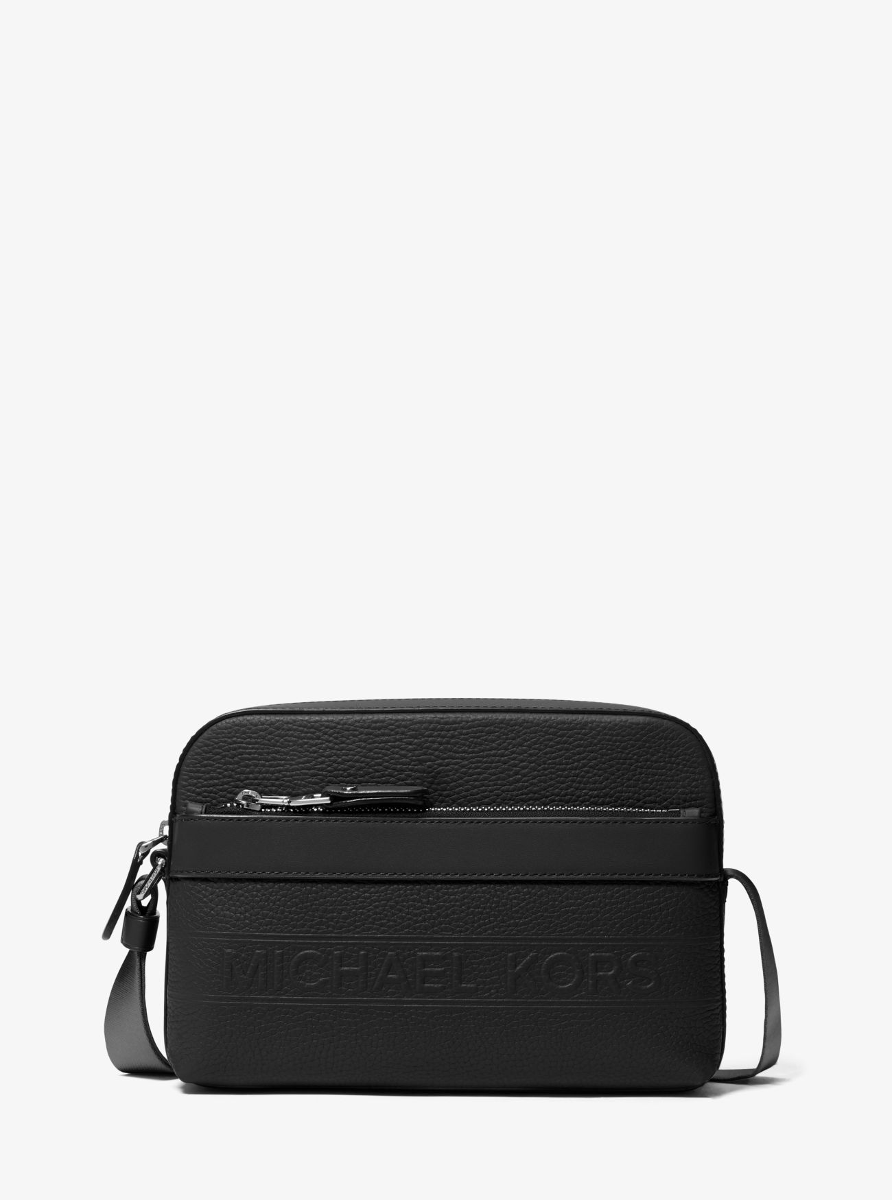 MK Hudson Pebbled Leather Utility Crossbody Bag - Black - Michael Kors
