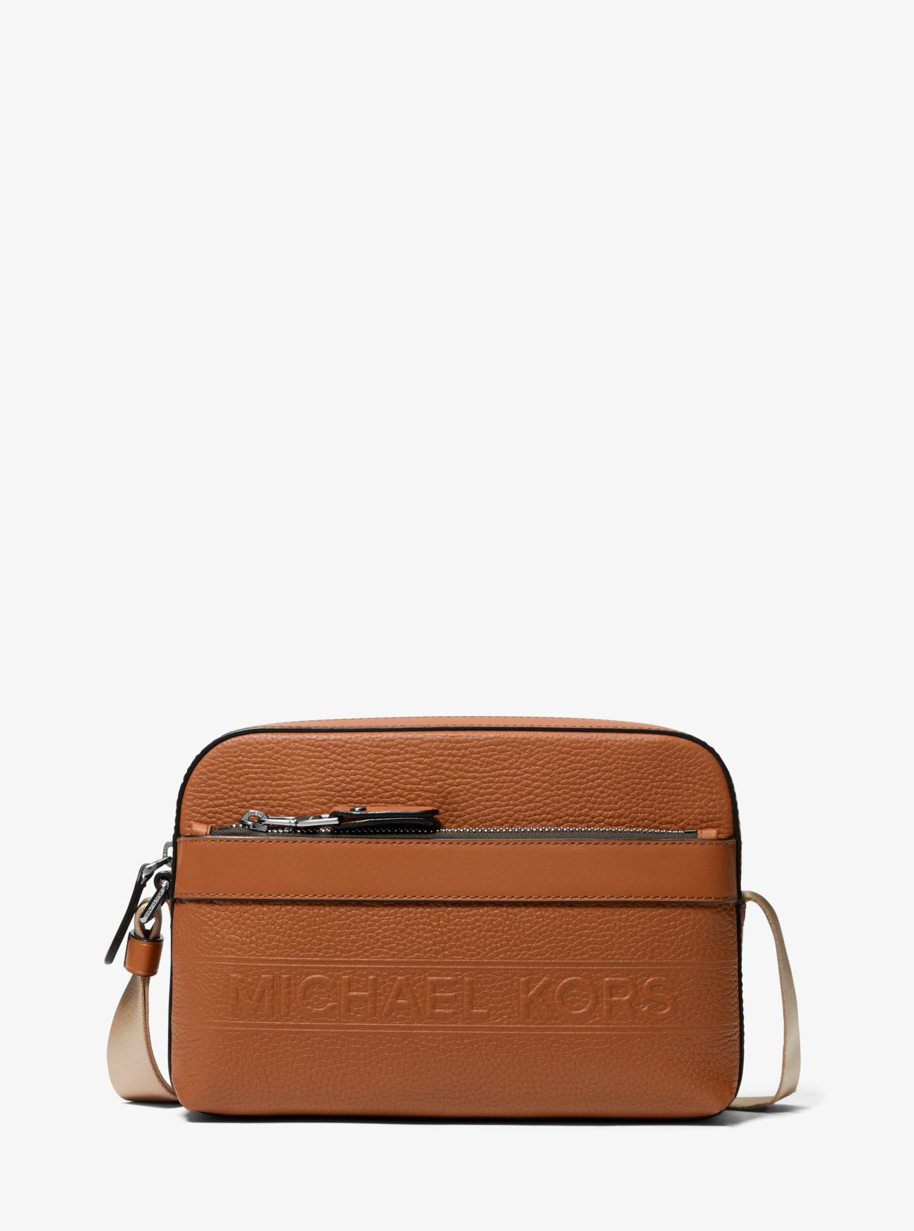 MK Hudson Pebbled Leather Utility Crossbody Bag - Brown - Michael Kors